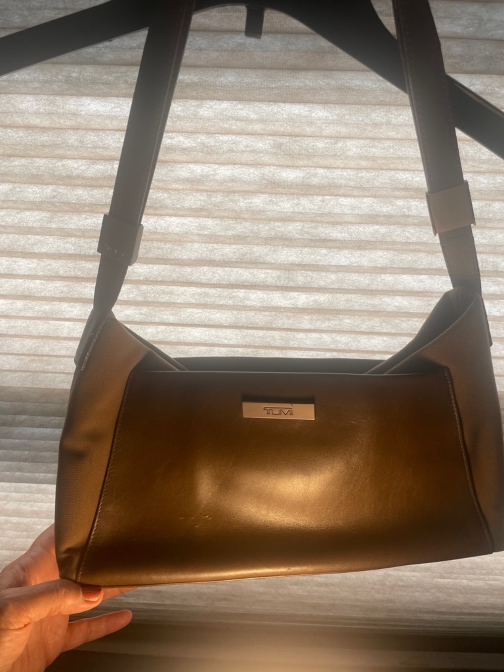 TUMI Mocha and brown Vintage Calf Leather + Stretch Nylon Handbag